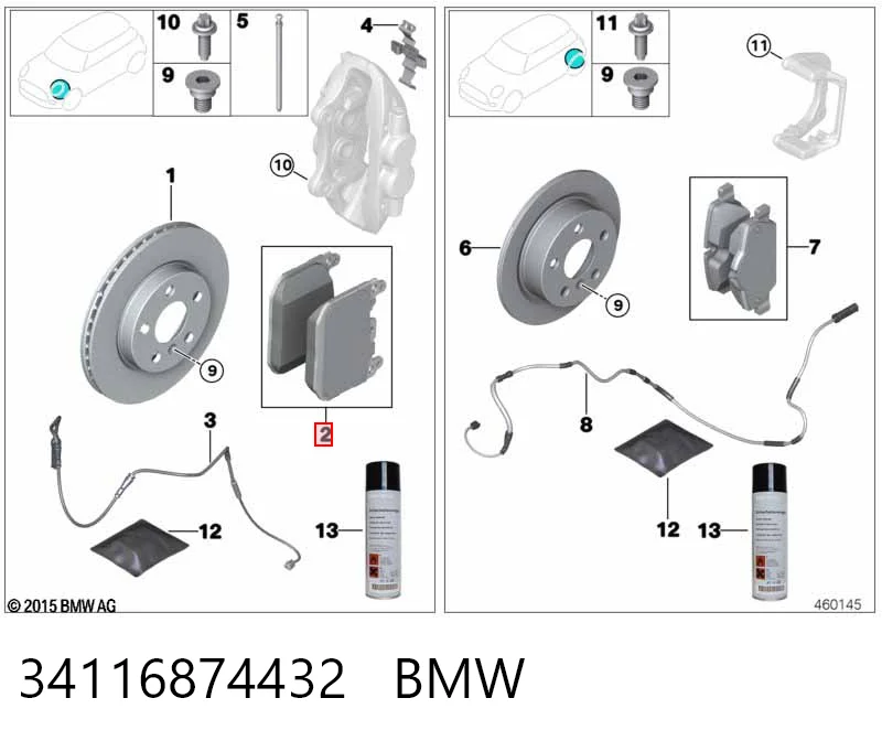 34116874432 BMW Передні гальмівні колодки