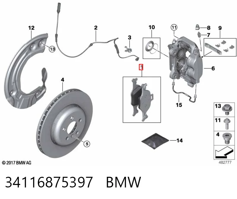 34116875397 BMW Передні гальмівні колодки