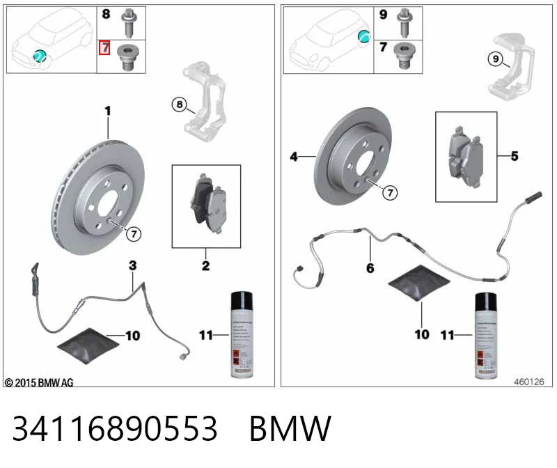 34116890553 BMW Передні гальмівні колодки