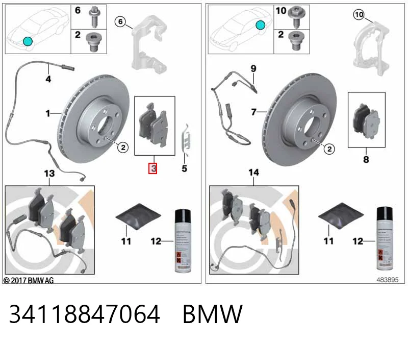 34118847064 BMW Передні гальмівні колодки