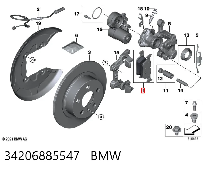 34206885547 BMW Колодки гальмівні задні, дискові