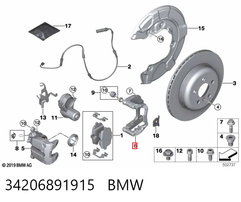 Купити 34206881297 BMW Супорт гальмівного, заднього
