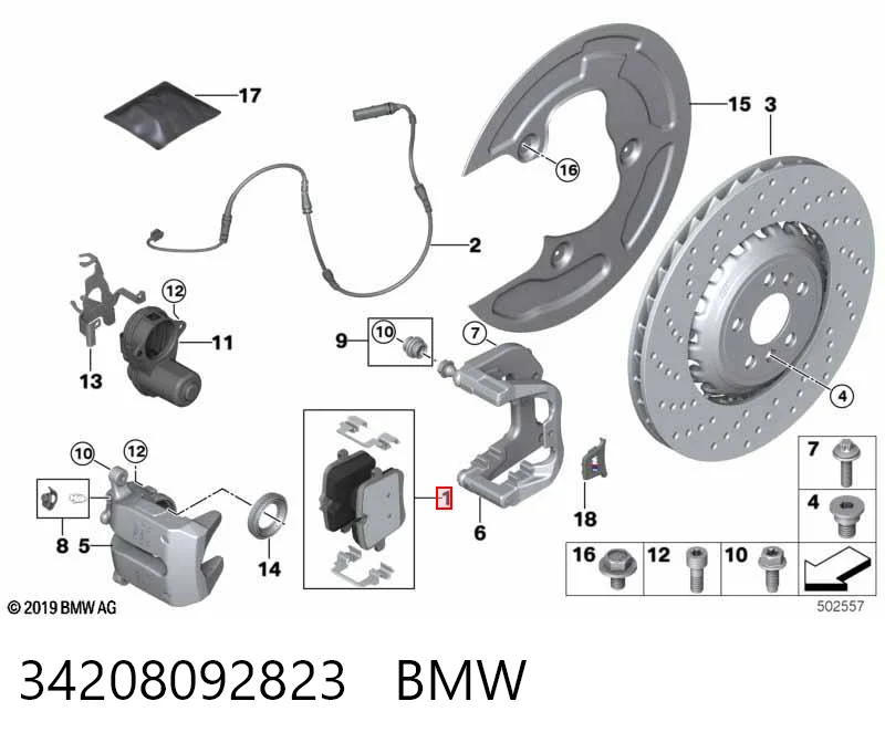 34208092823 BMW Колодки гальмівні задні, дискові