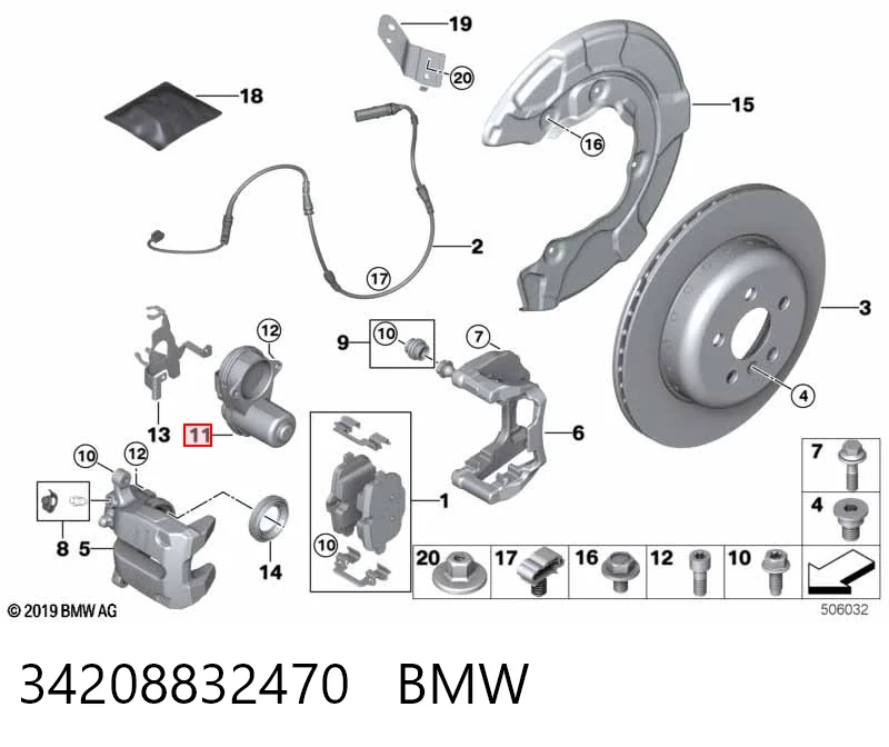 34208832470 BMW Мотор приводу гальмівного супорта заднього стояночної системи