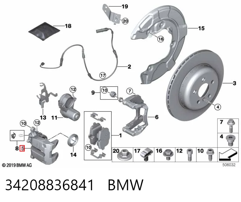 34208836841 BMW Супорт гальмівний задній лівий