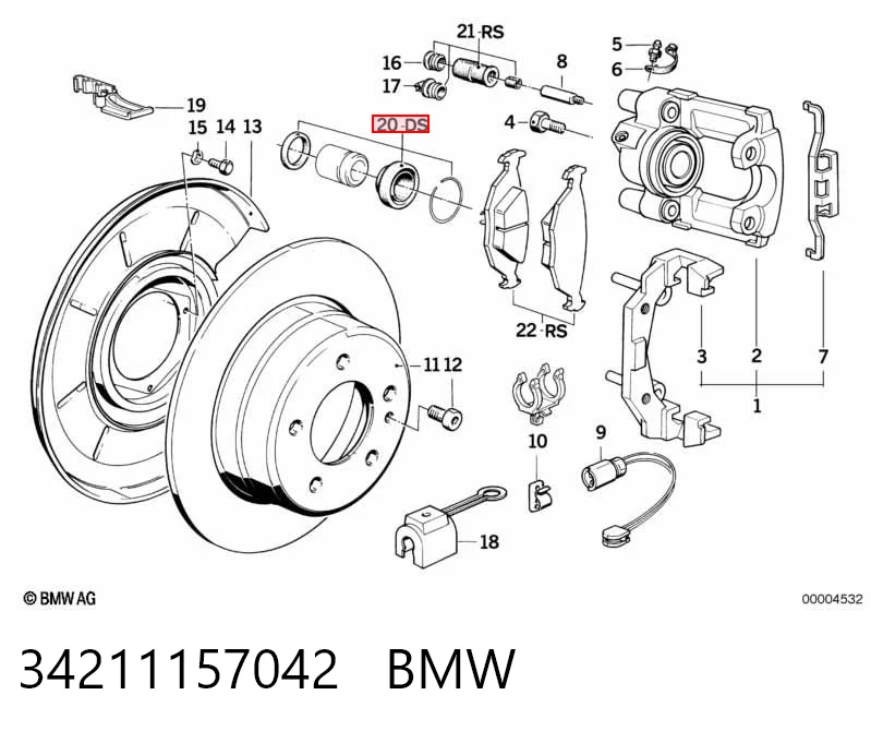 Ремкомплект супорту гальмівного заднього BMW 7 седан (E32) (1986 - 1994) ціна, від 3.84 USD
