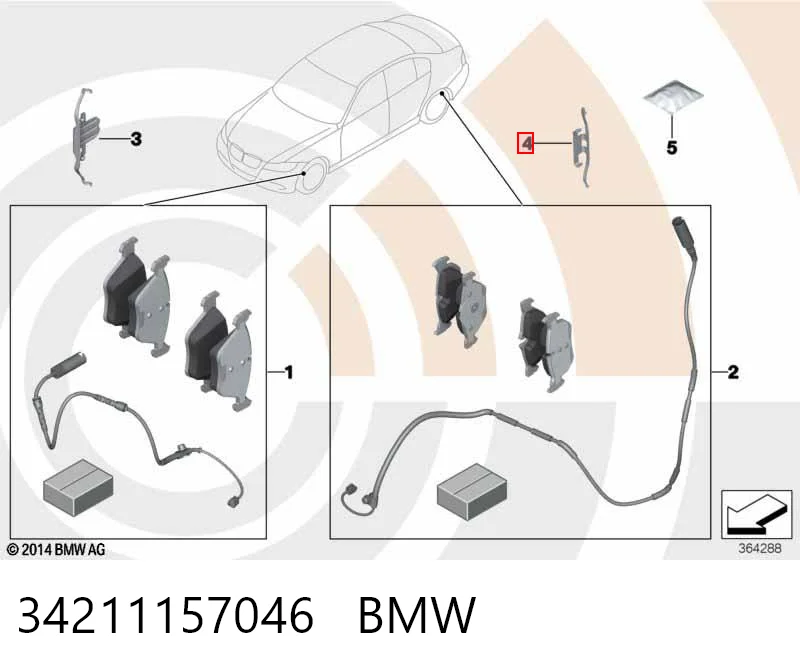 34211157046 BMW Комплект пружинок кріплення дискових колодок, задніх