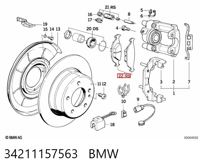 34211157563 BMW Колодки гальмівні задні, дискові