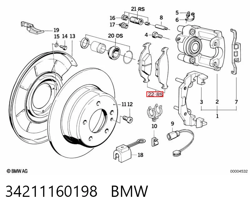 34211160198 BMW Колодки гальмівні задні, дискові