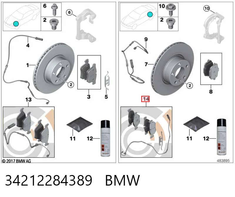 34212284389 BMW Колодки гальмівні задні, дискові