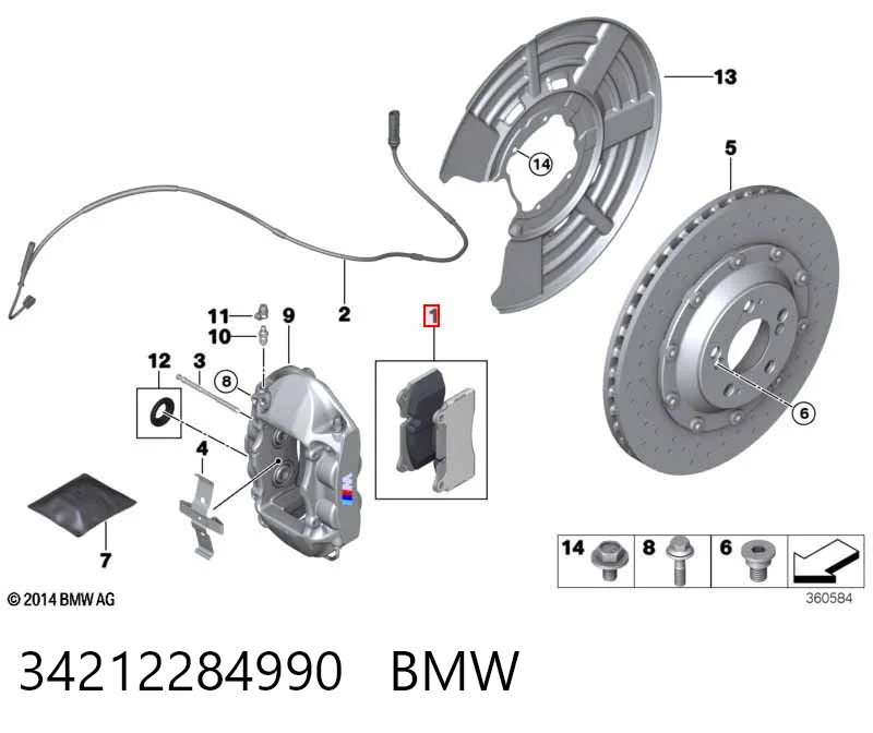 34212284990 BMW Колодки гальмівні задні, дискові