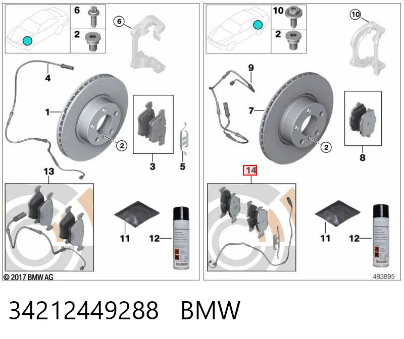 34212449288 BMW Передні гальмівні колодки