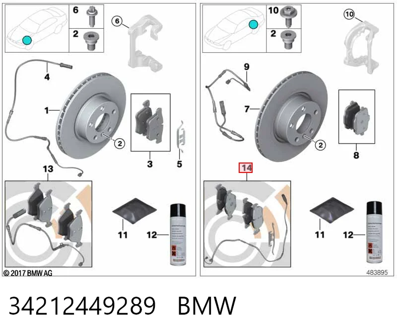 34212449289 BMW Колодки гальмівні задні, дискові