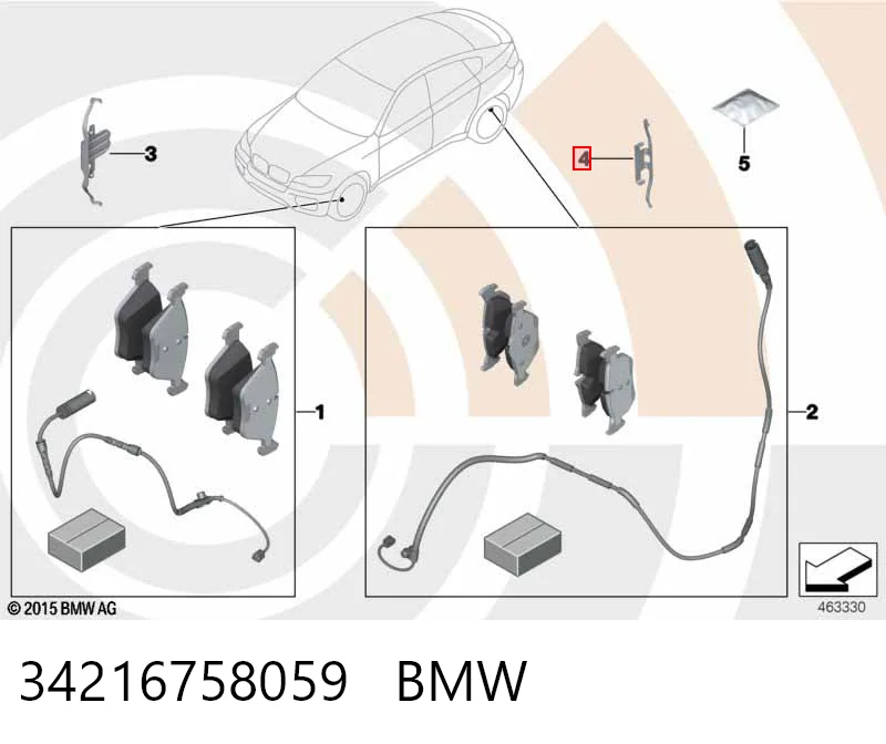 34216758059 BMW Ремкомплект торм. колодок