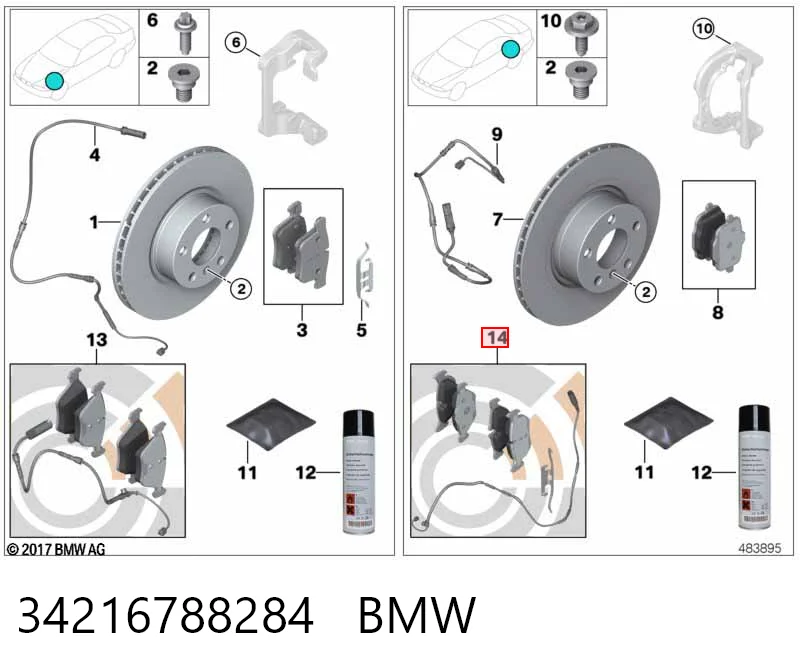 34216788284 BMW Колодки гальмівні задні, дискові