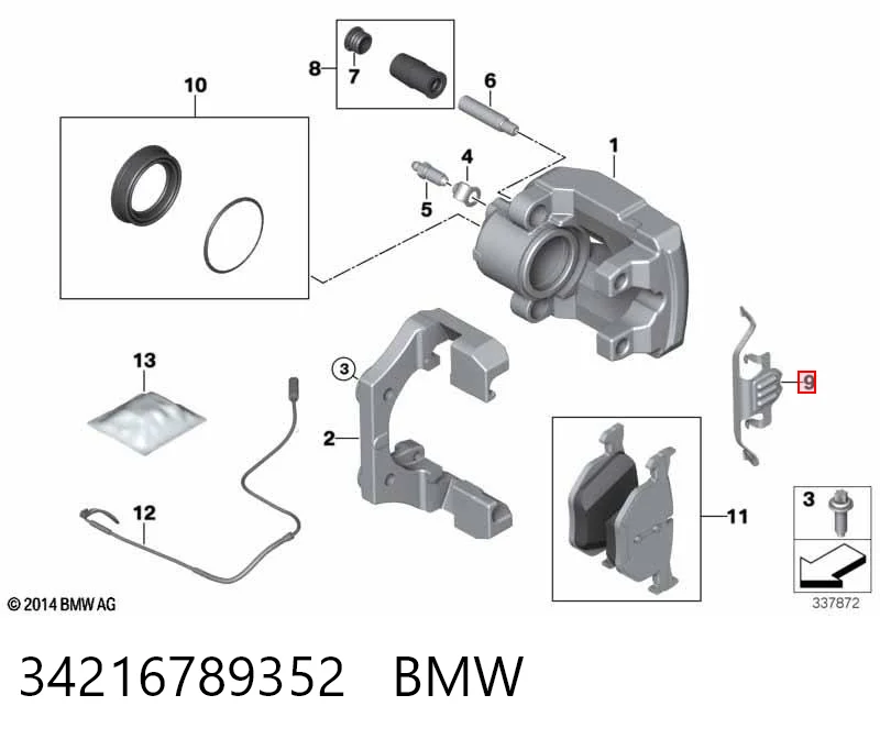 34216789352 BMW Ремкомплект торм. колодок
