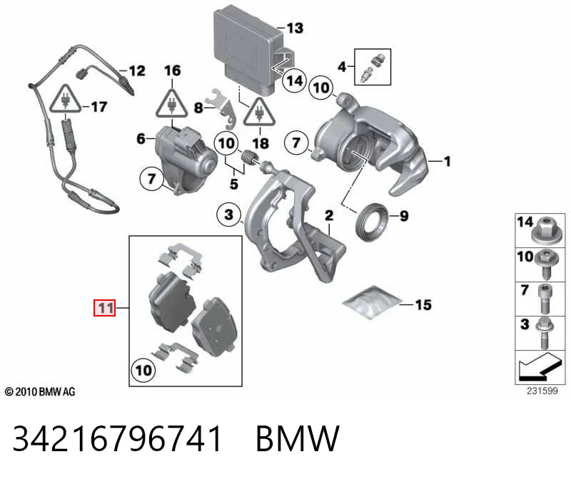 34216796741 BMW Колодки гальмівні задні, дискові