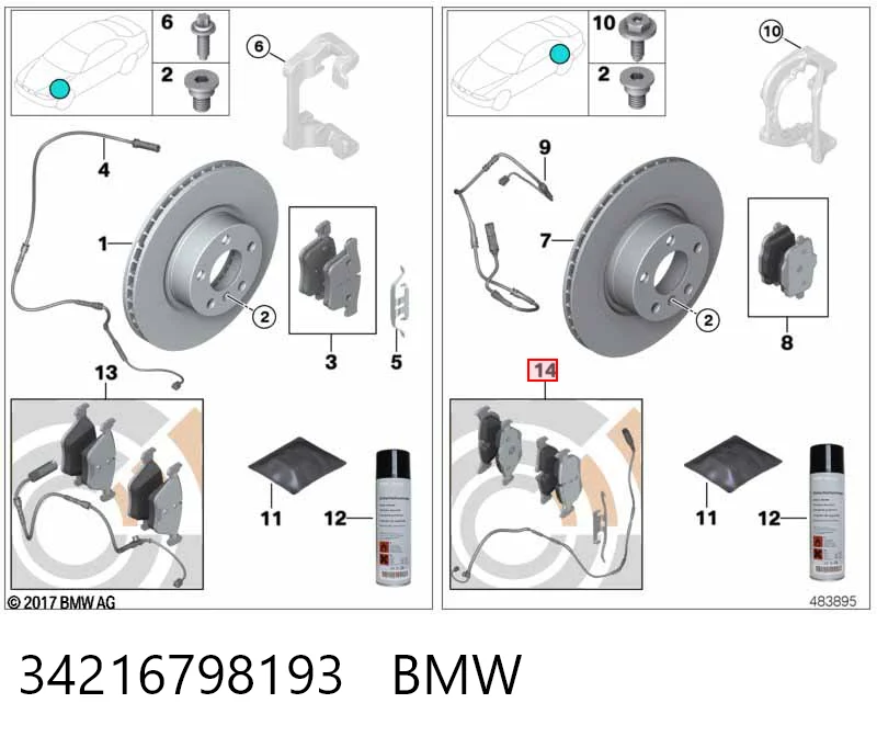 34216798193 BMW Колодки гальмівні задні, дискові