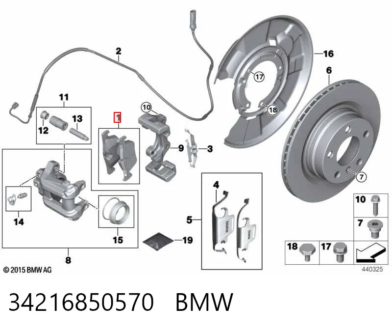 34216850570 BMW Колодки гальмівні задні, дискові