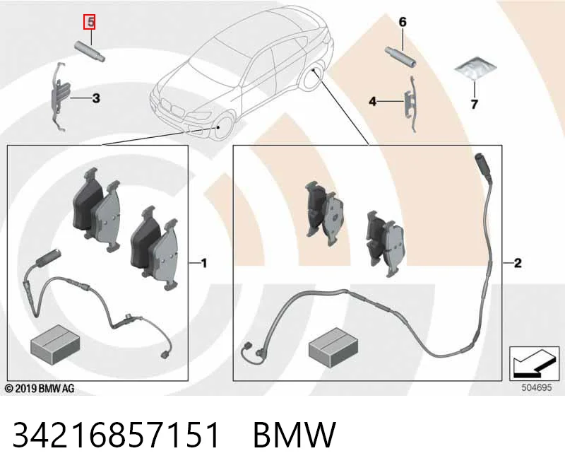 34216857151 BMW Комплект пружинок кріплення дискових колодок, задніх