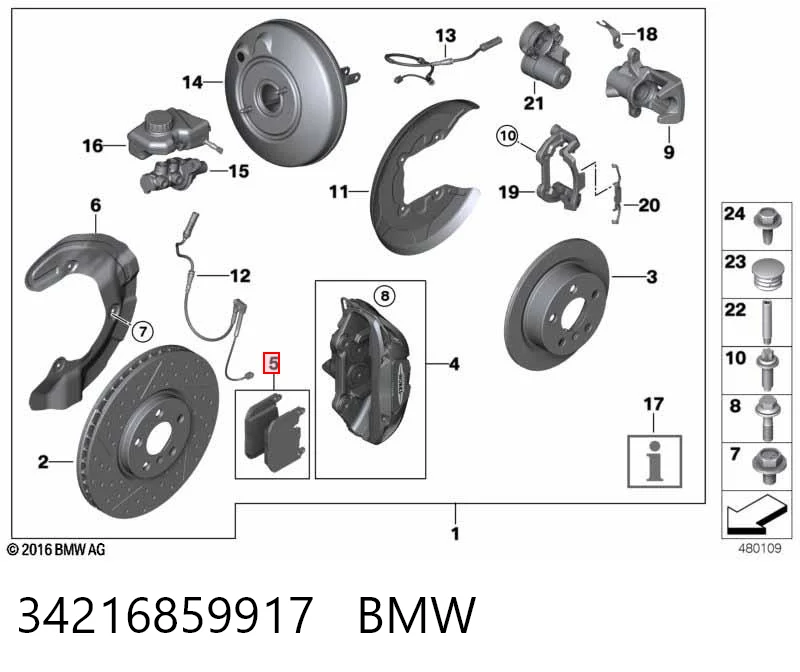 34216859917 BMW Колодки гальмівні задні, дискові