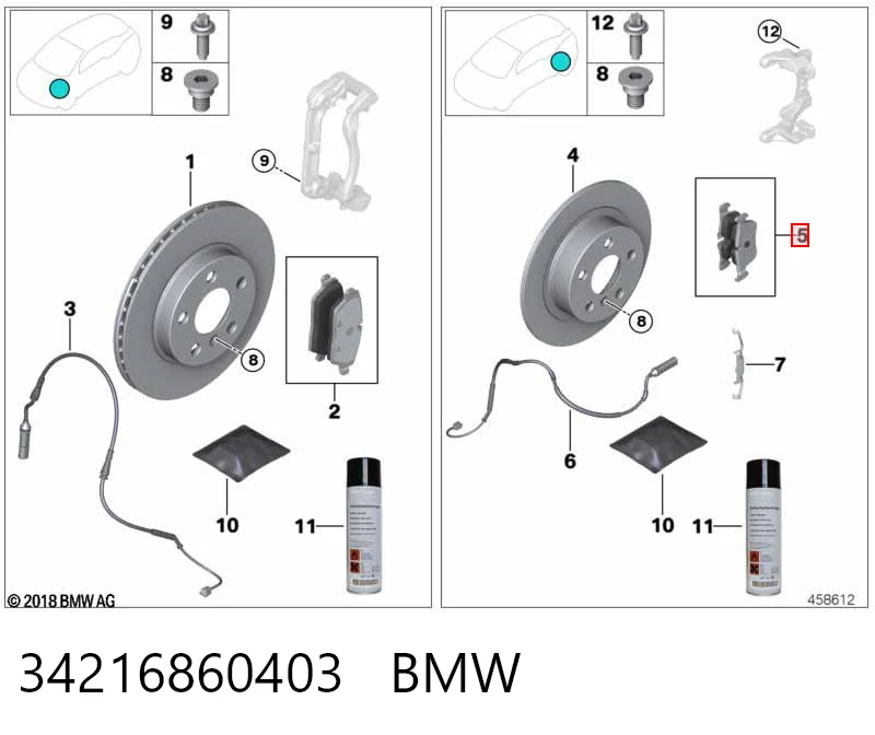 34216860403 BMW Колодки гальмівні задні, дискові