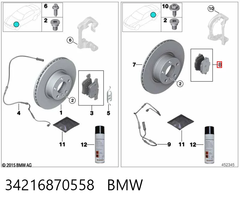 34216870558 BMW Колодки гальмівні задні, дискові