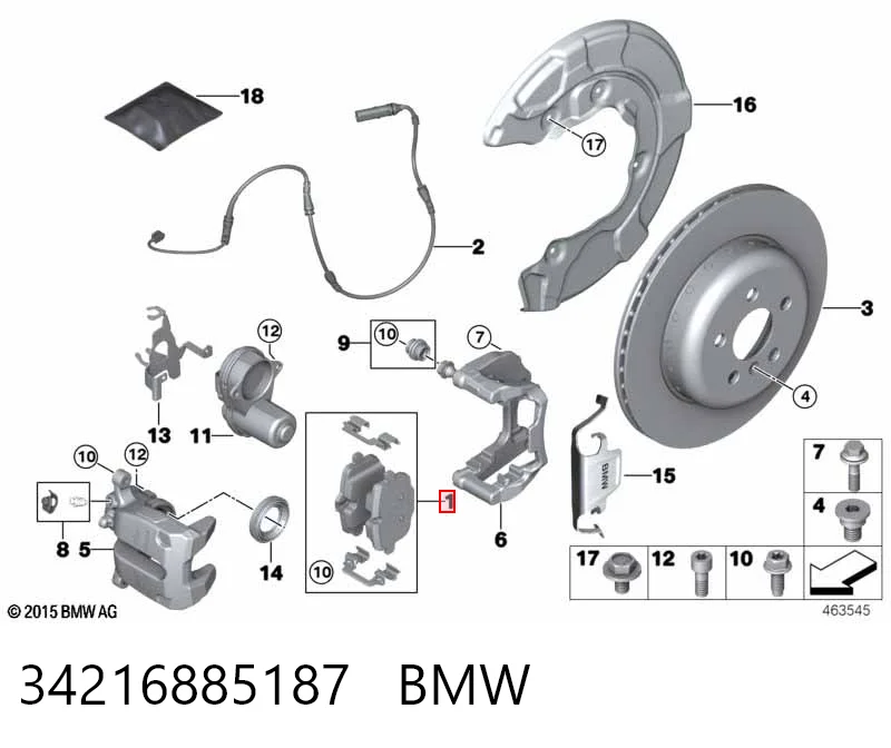 34216885187 BMW Колодки гальмівні задні, дискові
