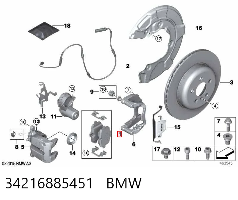 34216885451 BMW Колодки гальмівні задні, дискові
