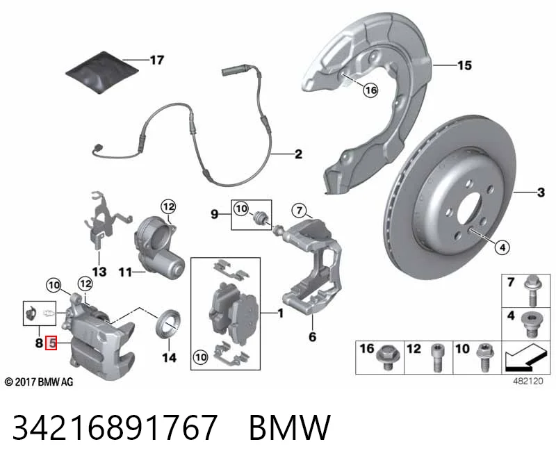 34216891767 BMW Супорт гальмівний задній лівий