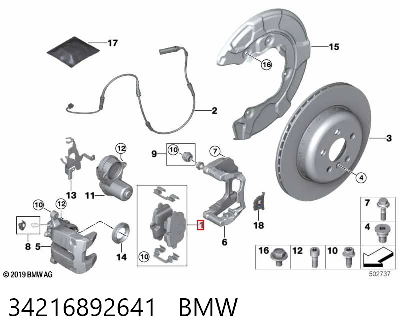 34216892641 BMW Колодки гальмівні задні, дискові