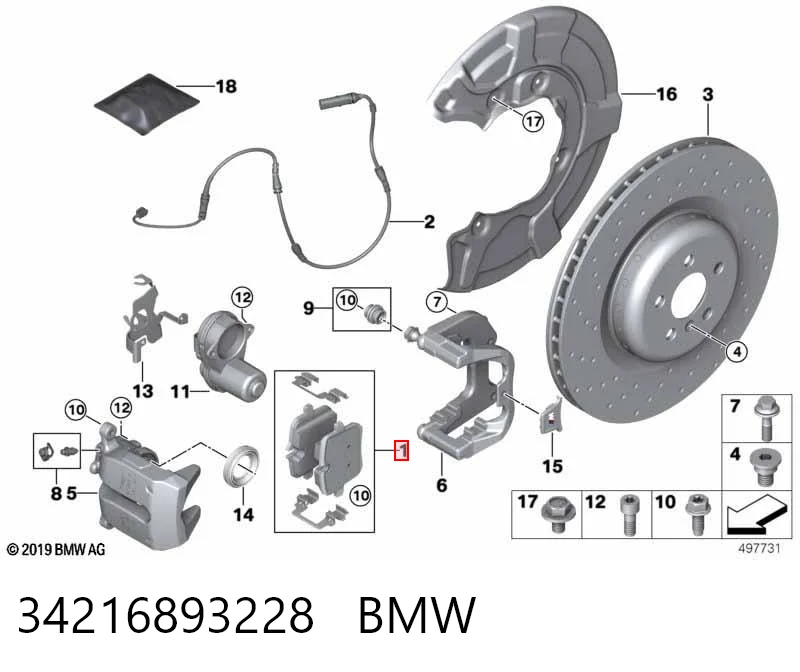 34216893228 BMW Колодки гальмівні задні, дискові