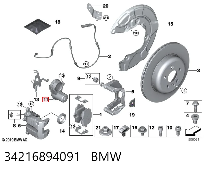 34216894091 BMW Мотор приводу гальмівного супорта заднього стояночної системи