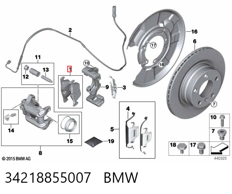 34218855007 BMW Колодки гальмівні задні, дискові