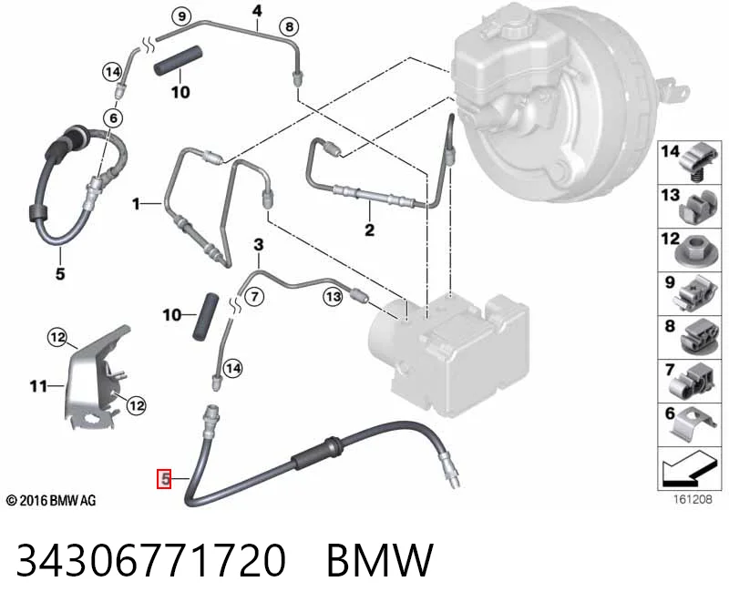 34306771720 BMW Гнучка гальмівна трубка передня