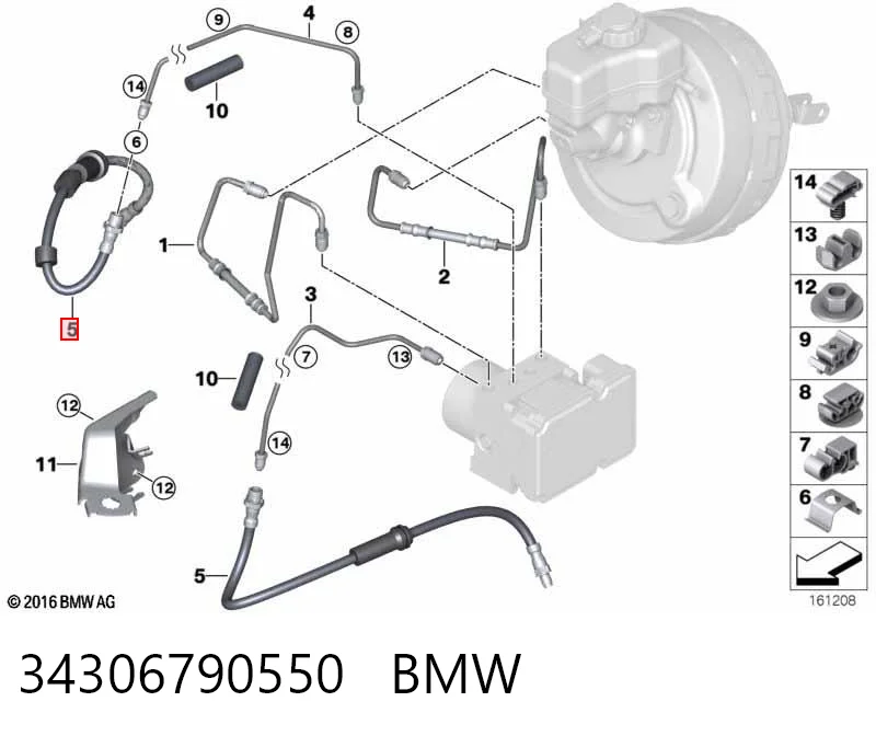 34306790550 BMW Гнучка гальмівна трубка передня