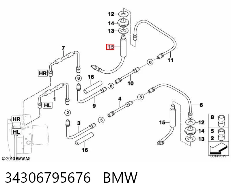 34306795676 BMW Шланг гальмівний задній