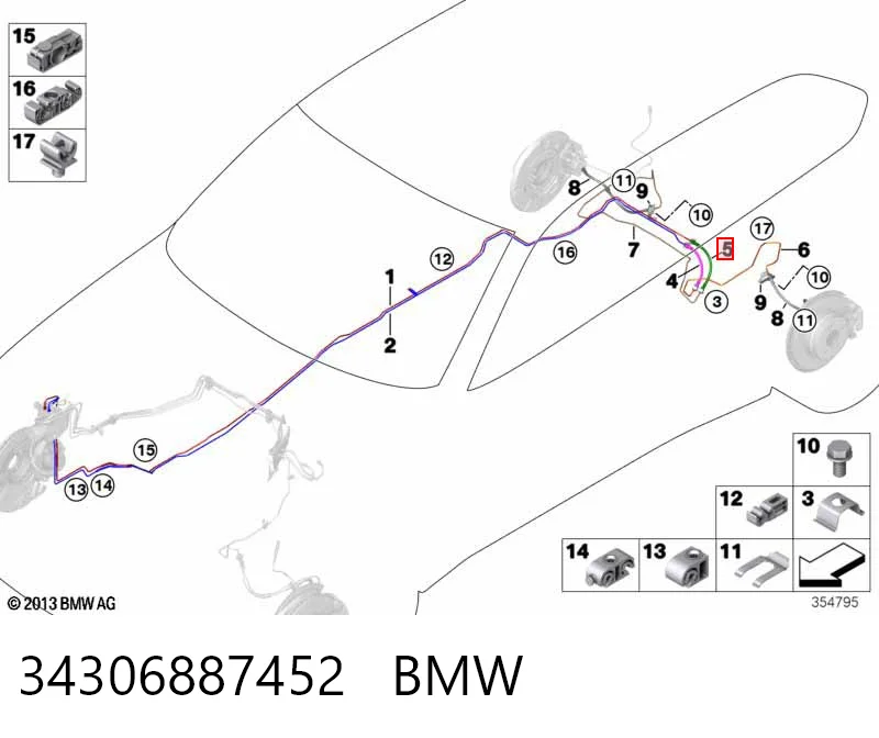 34306887452 BMW Шланг гальмівний задній, правий