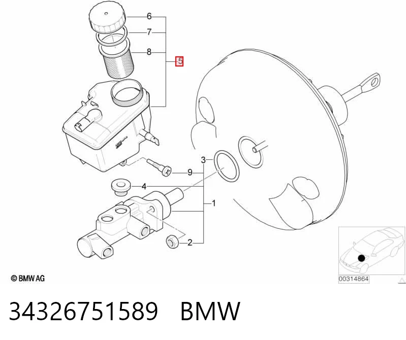 Бачок головного гальмівного циліндру на BMW 3  E46