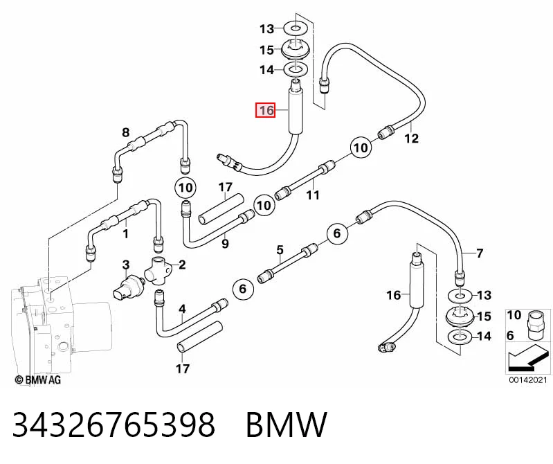 34326765398 BMW Шланг гальмівний задній