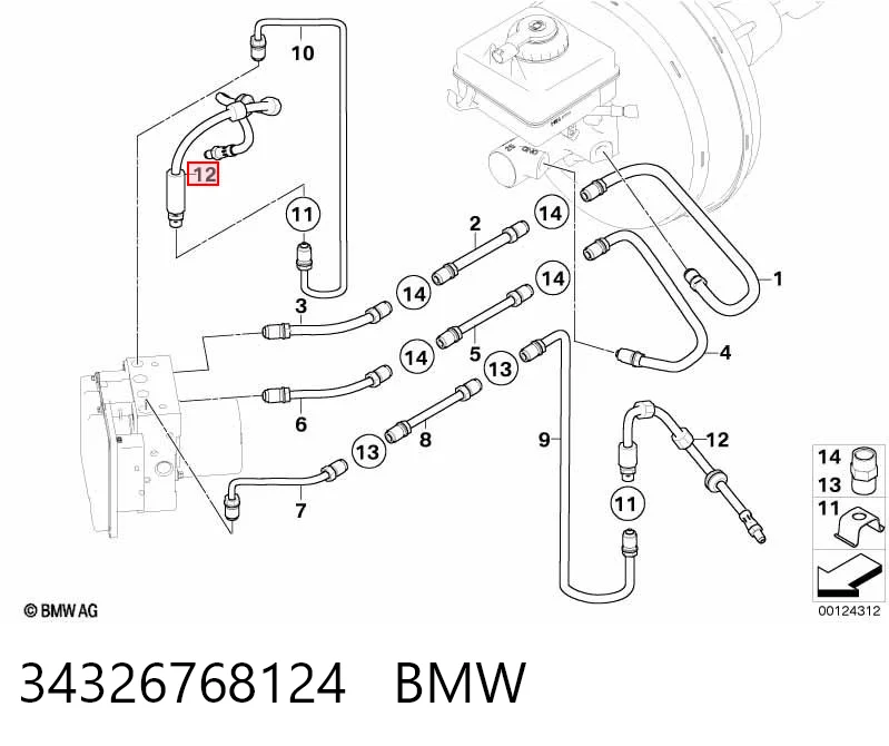 34326768124 BMW Гнучка гальмівна трубка передня