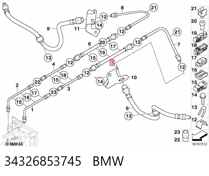34326853745 BMW Шланг гальмівний задній, лівий