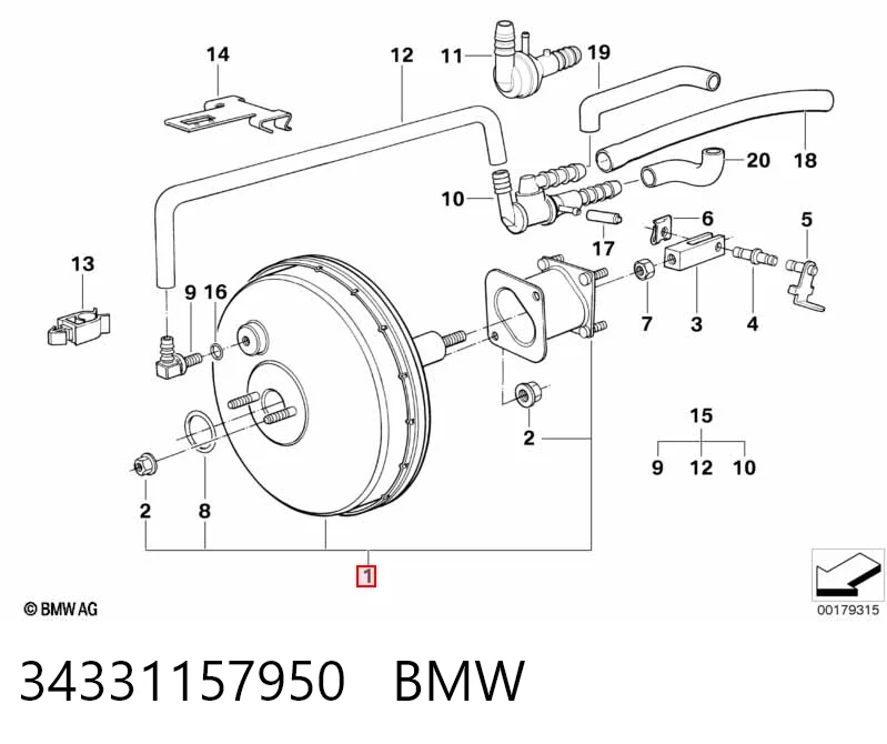 Підсилювач гальм вакуумний на BMW 5  E34
