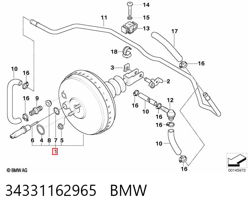 34331162965 BMW Підсилювач гальм вакуумний