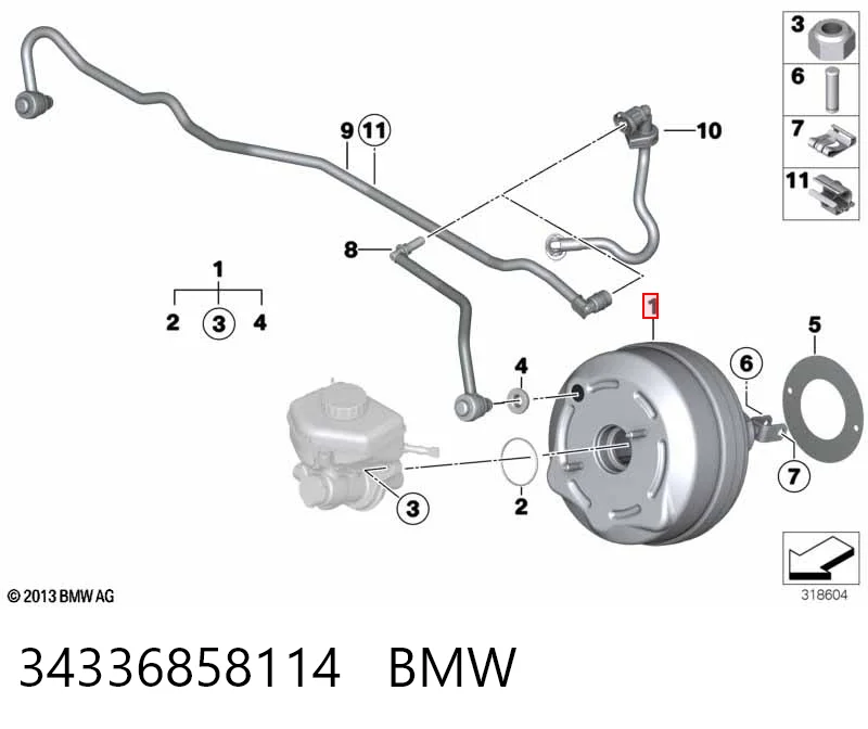 Підсилювач гальм вакуумний на BMW 3  F30, F80