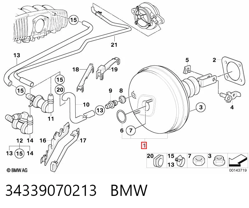 Підсилювач гальм вакуумний на BMW 5  E39