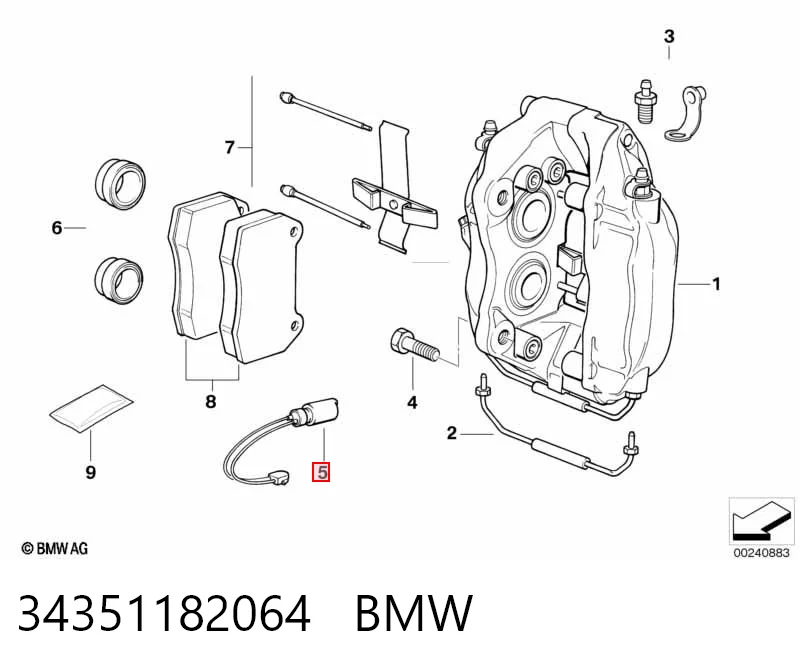 34351182064 BMW Датчик зносу гальмівних колодок, передній