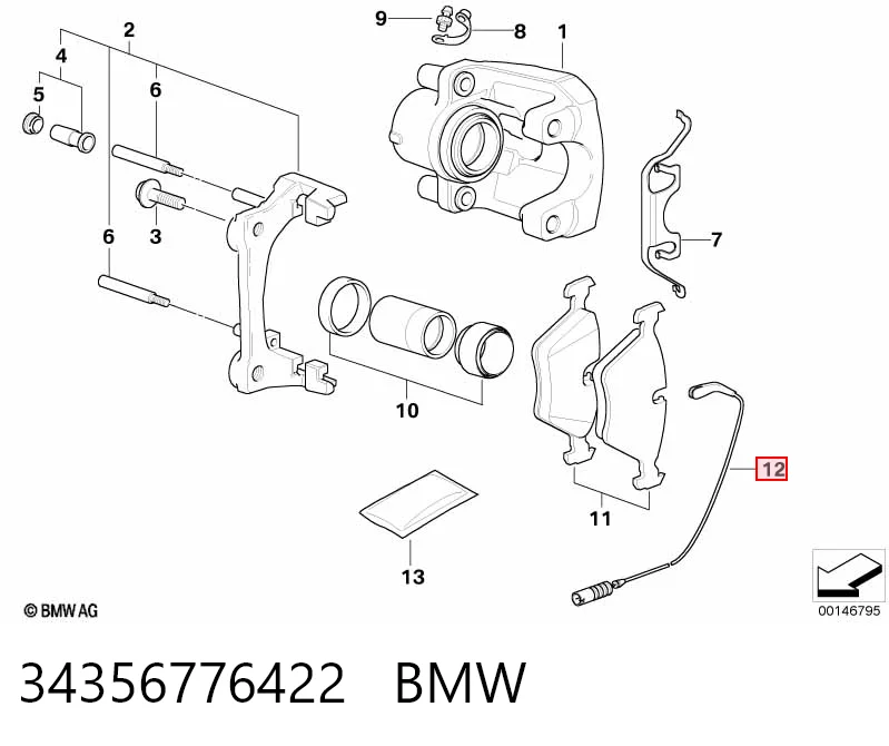 34356776422 BMW Датчик зносу гальмівних колодок, задній