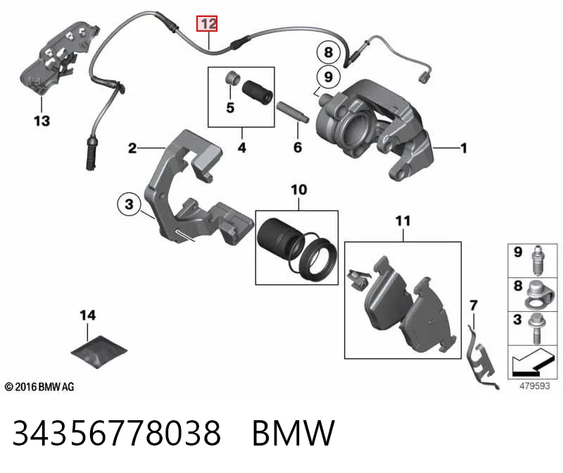 34356778038 BMW Датчик зносу гальмівних колодок, задній