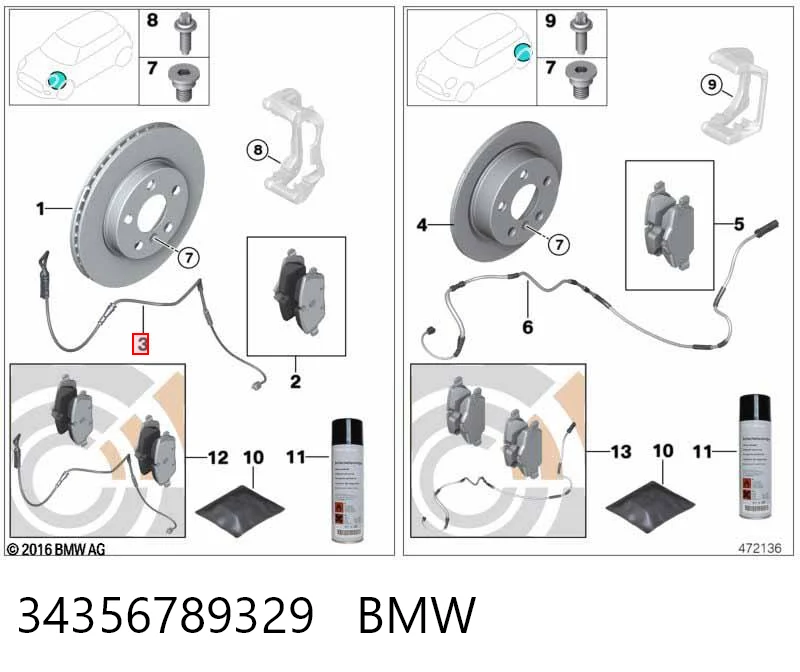 34356789329 BMW Сенсор зносу